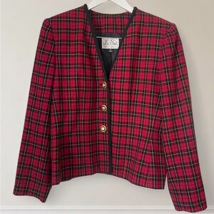 Le Suit Vintage 90s Plaid Tartan Old Money Blazer Jacket